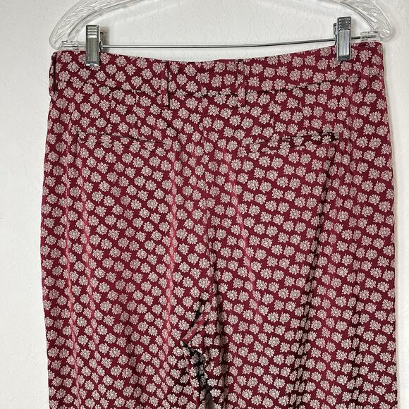 Etro trousers Micro Jacquard Motif flowers all over Burgundy size IT 46/US 10-L - Picture 7 of 11